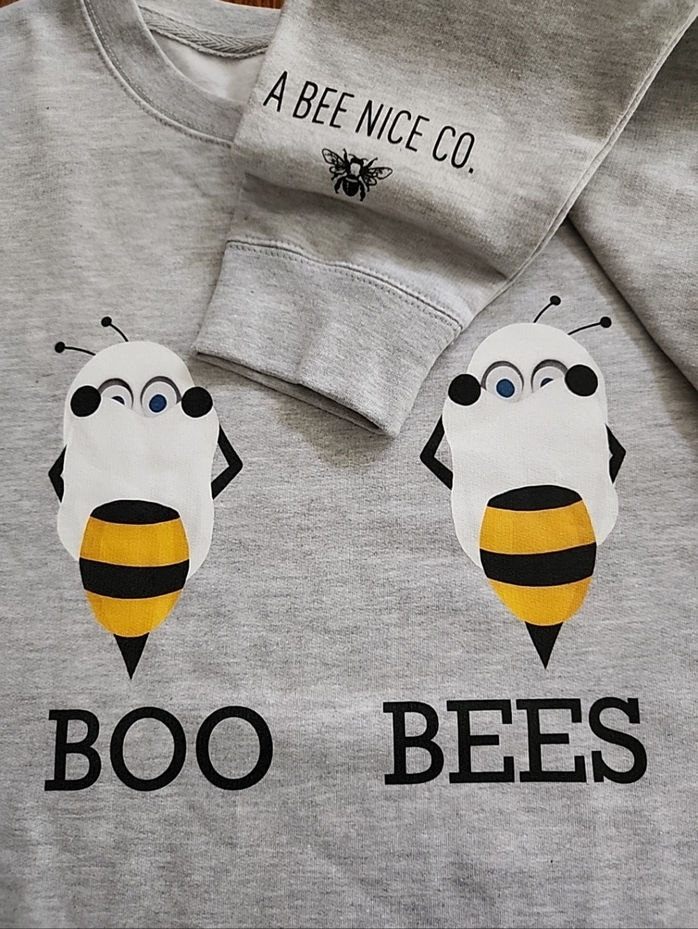 Independent Trading Co."BOO BEES" Crewneck Gray Sweatshirt Playful Whimsy Cute